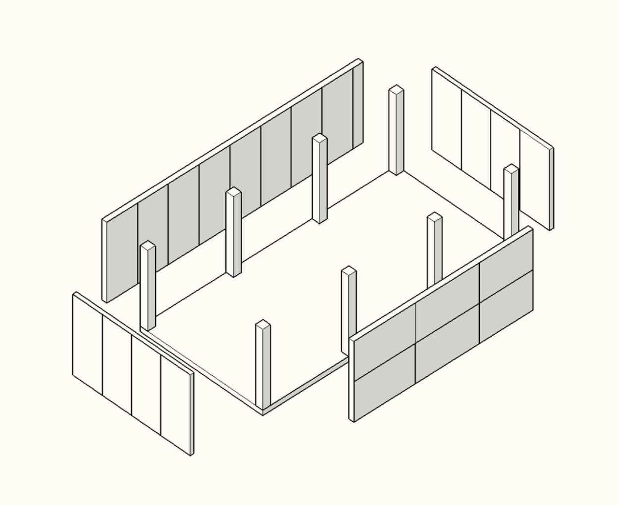 Drawing of pillars in the Barcelona demo