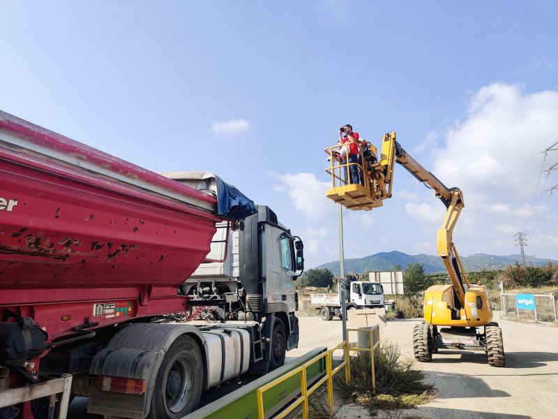 Construction workers and vehicles