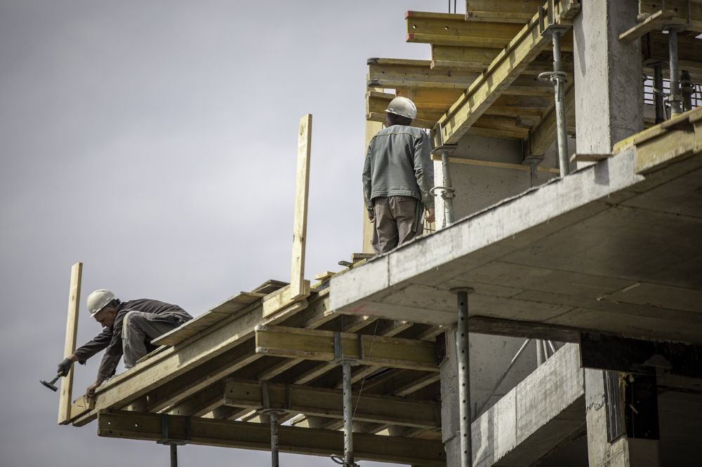 Construction site and workers