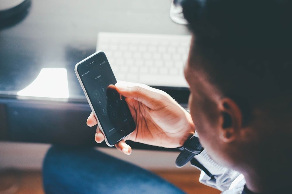 Person unlocking phone