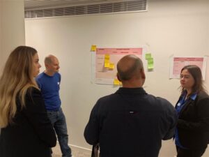 People exchanging ideas during workshop
