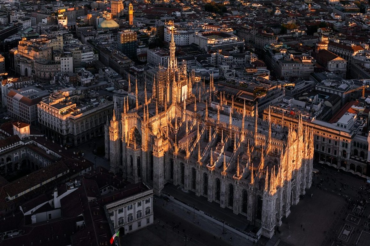 Aerial view of Milan's Duomo
